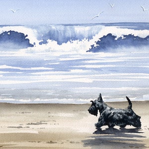 Scottish Terrier Art Print "SCOTTISH TERRIER At The Beach" by Artist DJ Rogers