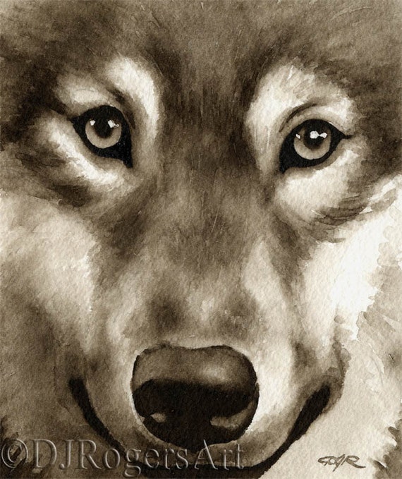 Buy WOLF Sepia Art Print by Watercolor Artist DJ Rogers Online in India -  Etsy