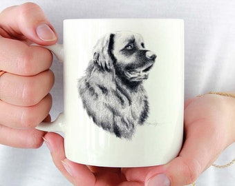 Leonberger Custom 11oz Mug With Dog Art Featuring Watercolor Painting by Artist DJ Rogers