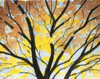 TREE \/ CHANGING COLORS Watercolor Fine Art Print by Artist D J Rogers