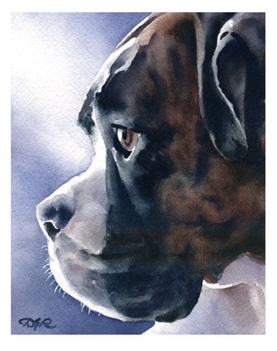 Shar Pei Art Print Sepia Watercolor 11 x 14 by Artist DJR
