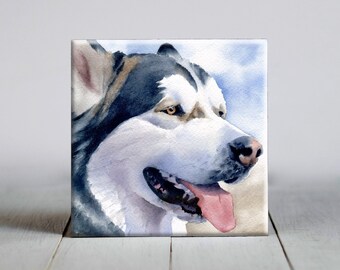 Alaskan Malamute Ceramic Tile - Alaskan Malamute Decorative Tile - Dog Lover Gift - Unique Dog Gifts