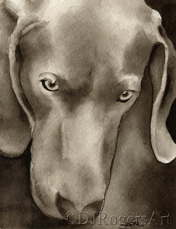German Shorthaired Pointer Art Print Sepia Watercolor 11 x 14 by Artist DJR