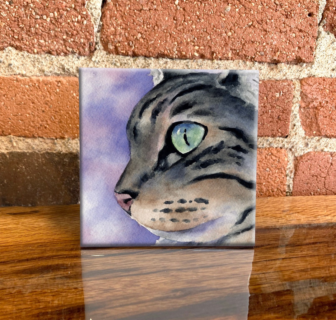 Tabby Cat Ceramic Tile Cat Decorative Tile Dog Lover Gift Unique Dog