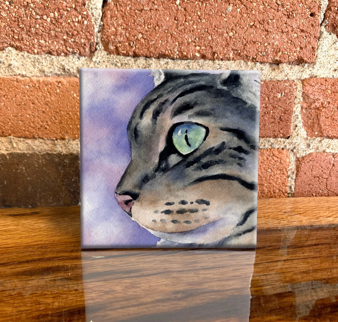 Tabby Cat Ceramic Tile Cat Decorative Tile Dog Lover Gift Etsy