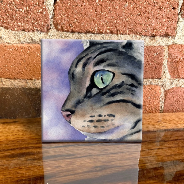 Tabby Cat Ceramic Tile - Cat Decorative Tile - Dog Lover Gift - Unique Dog Gifts