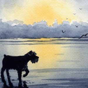 MINIATURE SCHNAUZER Dog Watercolor Art Print by Artist DJ Rogers