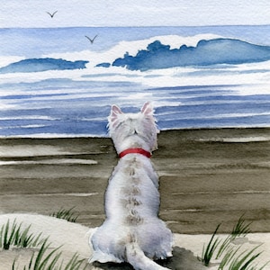 WEST HIGHLAND TERRIER Kunstdruck von Aquarellkünstler D J Rogers