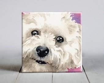 Bichon Frise Ceramic Tile - Bichon Frise Decorative Tile - Dog Lover Gift - Unique Dog Gifts