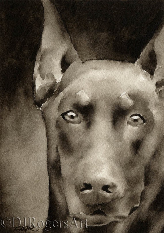 German Shorthaired Pointer Art Print Sepia Watercolor Painting by Artist DJR