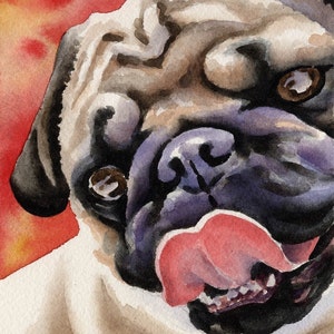 Pug Art Print by watercolor Artist DJ Rogers