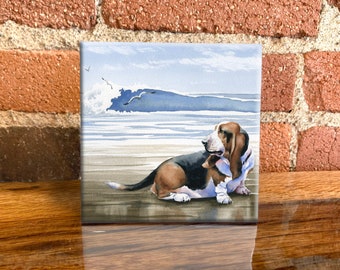 Basset Hound Ceramic Tile - Basset Hound Decorative Tile - Dog Lover Gift - Unique Dog Gifts