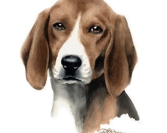 English Foxhound Art Print by Watecolor Artist DJ Rogers