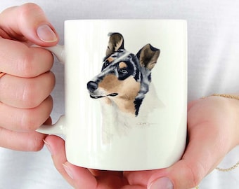 Smooth Collie Custom 11oz Mug With Dog Art Featuring Watercolor Painting by Artist DJ Rogers