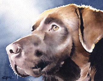 CHOCOLATE LAB Art Print by Watercolor Artist DJ Rogers