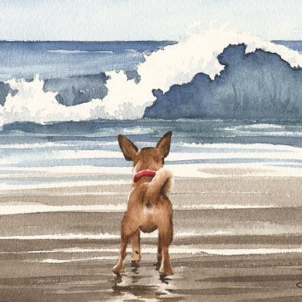 Chihuahua Art Print « CHIHUAHUA at the BEACH » par l’artiste DJ Rogers