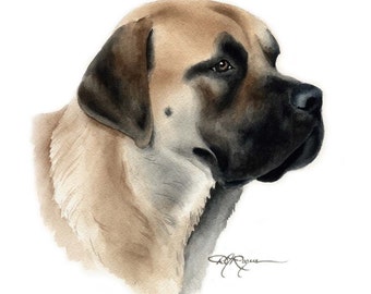 English Mastiff Art Print by Watercolor Artist DJ Rogers