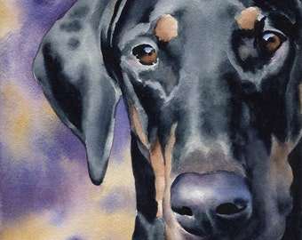 DOBERMAN PINSCHER Art Print by Watercolor Artist DJ Rogers