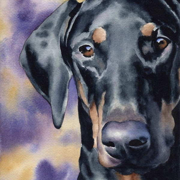 DOBERMAN PINSCHER Art Print par l’artiste aquarelliste DJ Rogers