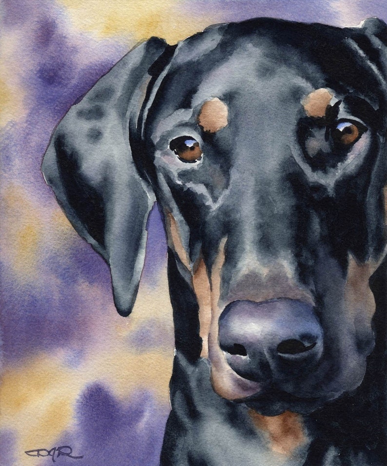 DOBERMAN PINSCHER Art Print by Watercolor Artist DJ Rogers image 1