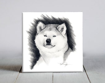 Akita Ceramic Tile - Akita Decorative Tile - Dog Lover Gift - Unique Dog Gifts