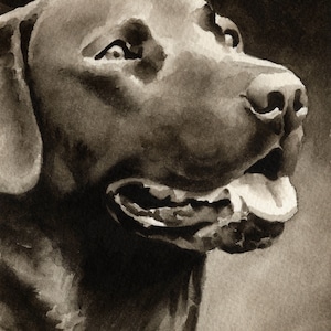 BLACK LAB Dog Art Sepia Print by Artist DJ Rogers