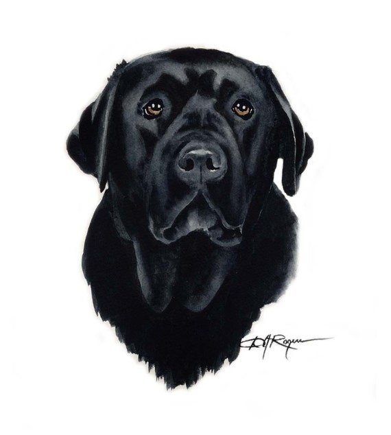 Black Labrador retriever coffee art print 11x14 gift new animals artist