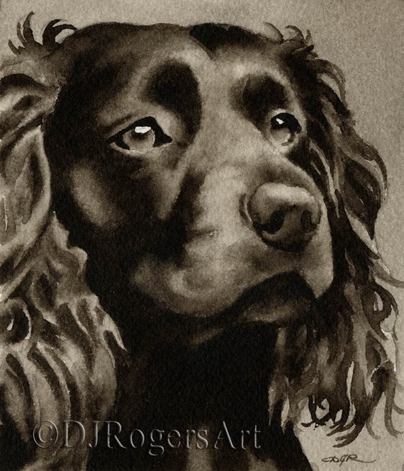 Miniature Schnauzer Art Print Sepia Watercolor Painting by Artist DJR