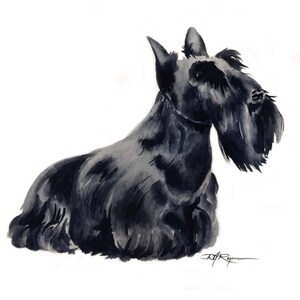 SCOTTISH TERRIER Dog Watercolor Painting Art Print by Artist DJ Rogers