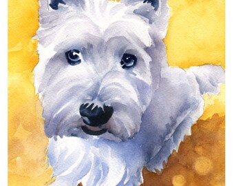 WEST HIGHLAND Terrier Art Print by Watercolor Artist DJ Rogers