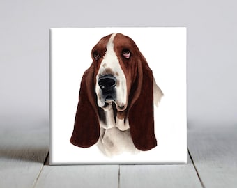 Basset Hound Ceramic Tile - Basset Hound Decorative Tile - Dog Lover Gift - Unique Dog Gifts