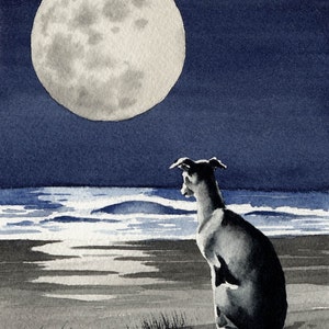 GREYHOUND MOON Art Print by Watercolor Artist DJ Rogers