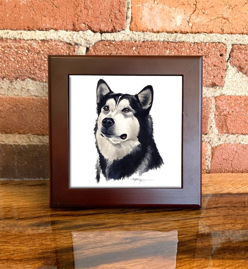 Alaskan Malamute Ceramic Tile Alaskan Malamute Decorative Tile Dog Lover Gift Unique Dog Gifts image 2