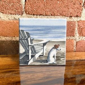 Jack Russell Beach Day Ceramic Tile - Jack Russell Decorative Tile - Dog Lover Gift - Unique Dog Gifts