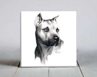 American Pit Bull Terrier Ceramic Tile - American Pit Bull Terrier Decorative Tile - Dog Lover Gift - Unique Dog Gifts