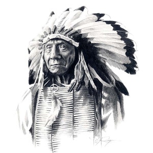 Indian Chief RED CLOUD Art Print by Artist DJ Rogers