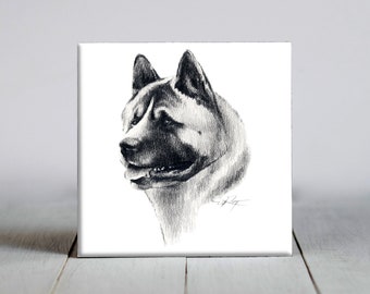 Akita Ceramic Tile - Akita Decorative Tile - Dog Lover Gift - Unique Dog Gifts