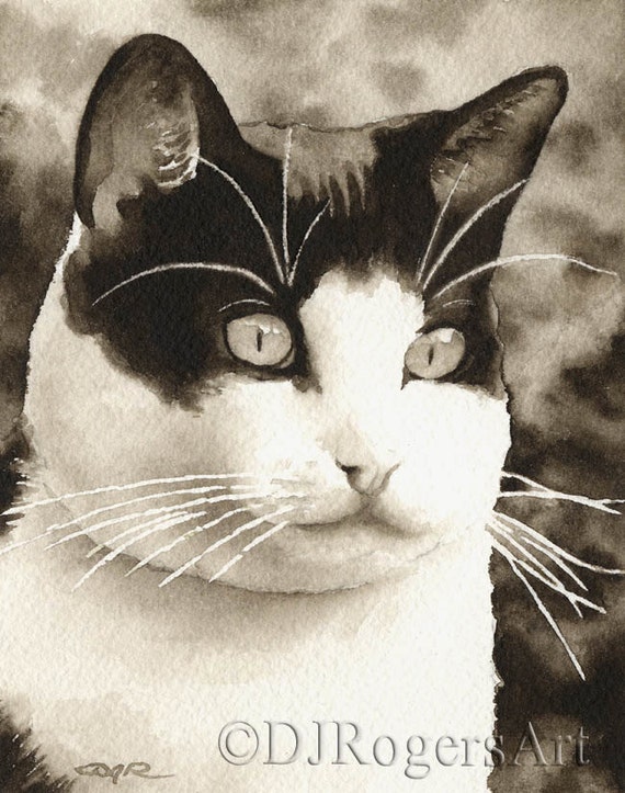 Newfoundland Art Print Sepia Watercolor 11 x 14 by Artist DJR