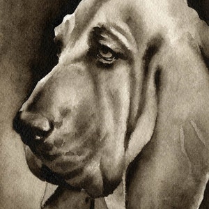 BLOODHOUND Sepia Art Print by Watercolor Artist DJ Rogers