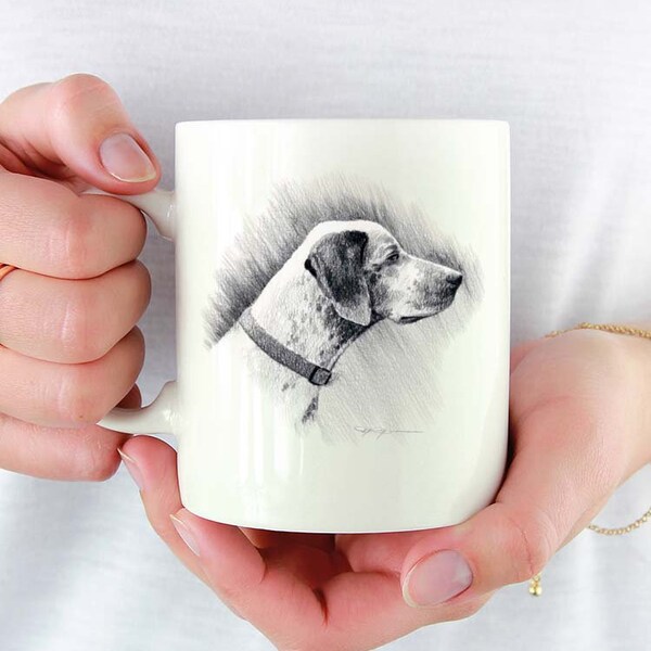 Bourbonnais Pointer Custom 11oz Mug With Dog Art Featuring Watercolor Painting by Artist DJ Rogers