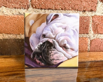 Bulldog Ceramic Tile - Bulldog Decorative Tile - Dog Lover Gift - Unique Dog Gifts