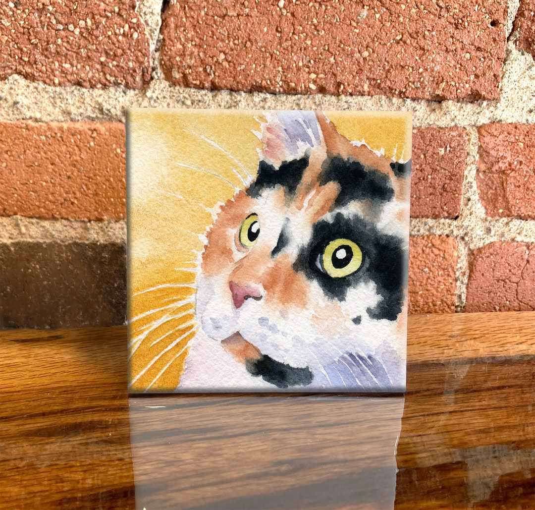 Calico Cat Ceramic Tile Cat Decorative Tile Cat Lover Gift Unique Cat