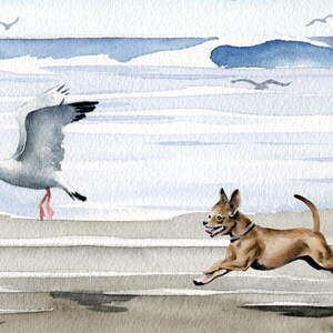 CHIHUAHUA Art Print "Chihuahua At The Beach" by Watercolor Artist DJ Rogers