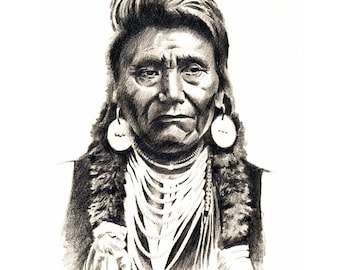 Indian CHIEF JOSEPH Art Print by Artist DJ Rogers