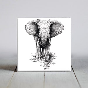 Elephant bather bath bathroom decor dog art tile coaster gift 