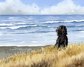 Boykin Spaniel at the Beach Art Print by Watercolor Artist DJ Rogers