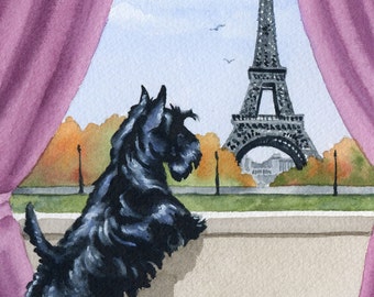 Scottish Terrier Art Print "SCOTTISH TERRIER In Paris" by Artist DJ Rogers