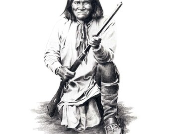 GERONIMO Indian Art Print by Artist DJ Rogers