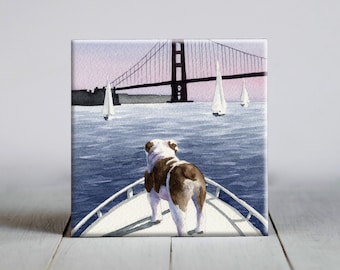 Bulldog Ceramic Tile - Bulldog Decorative Tile - Dog Lover Gift - Unique Dog Gifts