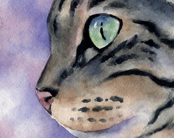 TABBY CAT Art Print by Watercolor Artist DJ Rogers